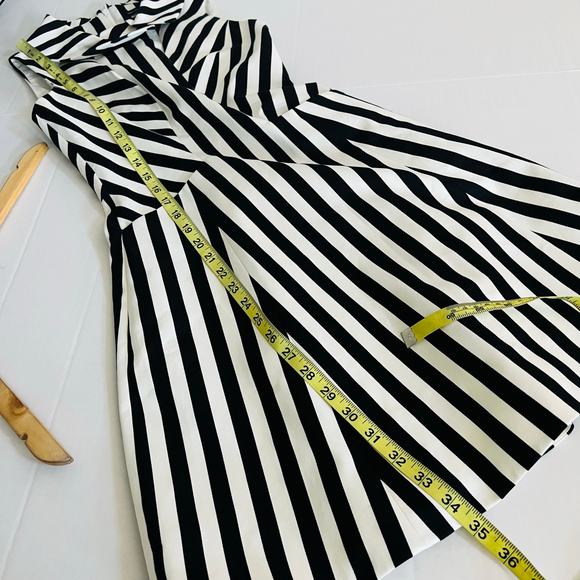 Karen Millen Striped Sleeveless A Line Dress Size 2 White Black - Picture 7 of 9